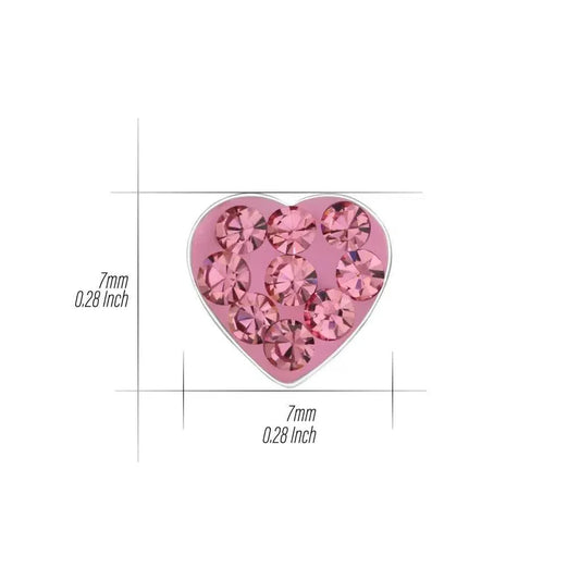 Brincos Coração Cristal Rosa - Miss Prata