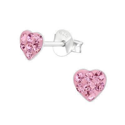 Brincos Coração Cristal Rosa - Miss Prata